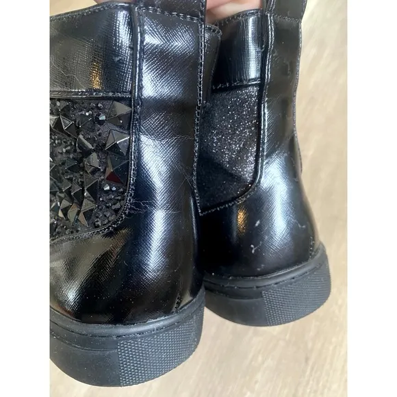 Steve Madden Headlines Mens 7 Black Synthetic Studded Jeweled Sneakers Shoes Boo