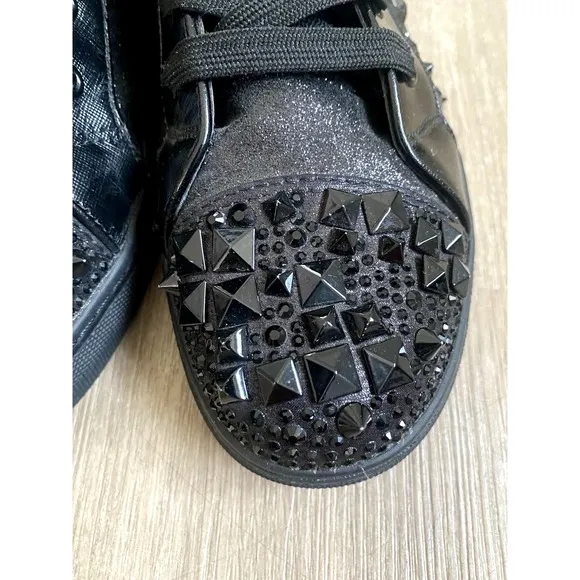 Steve Madden Headlines Mens 7 Black Synthetic Studded Jeweled Sneakers Shoes Boo