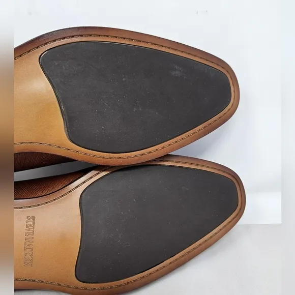 Steve Madden Proctr Cap Toe Oxfords Sz 14 Brown Leather Lace Up Stack Heel