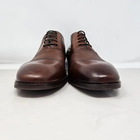 Steve Madden Proctr Cap Toe Oxfords Sz 14 Brown Leather Lace Up Stack Heel