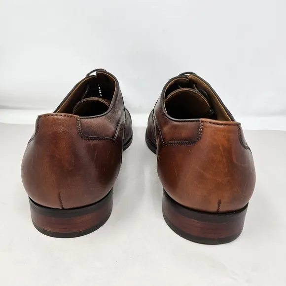 Steve Madden Proctr Cap Toe Oxfords Sz 14 Brown Leather Lace Up Stack Heel