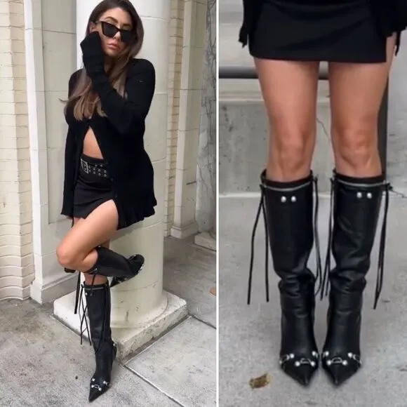 Stilleto fringe boots