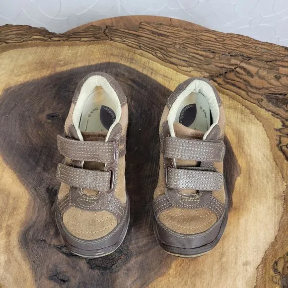 Stride Rite Toddler Shoes Size 5R Brown Baxter Leather Casual Sneaker NEW