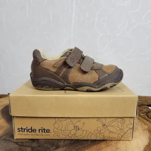 Stride Rite Toddler Shoes Size 5R Brown Baxter Leather Casual Sneaker NEW