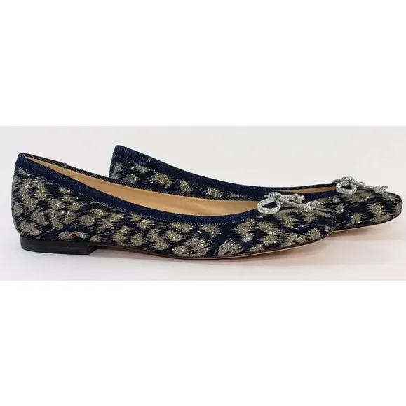 Stuart Weitzman Ballet Flats, Blue Denim, Gold Glitter, Size 8 *NEW!*