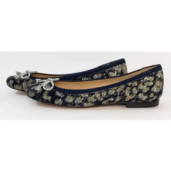 Stuart Weitzman Ballet Flats, Blue Denim, Gold Glitter, Size 8 *NEW!*