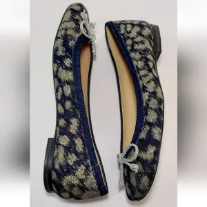 Stuart Weitzman Ballet Flats, Blue Denim, Gold Glitter, Size 8 *NEW!*