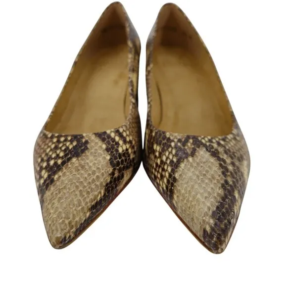Stuart Weitzman Snakeskin HW91145 Poco Women size 8.5 Tan Dress Pump Heels Shoes