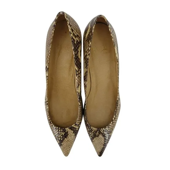 Stuart Weitzman Snakeskin HW91145 Poco Women size 8.5 Tan Dress Pump Heels Shoes