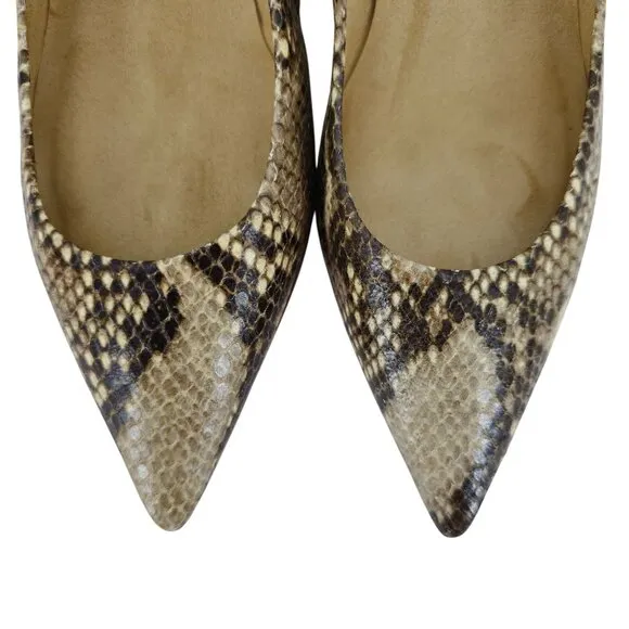 Stuart Weitzman Snakeskin HW91145 Poco Women size 8.5 Tan Dress Pump Heels Shoes