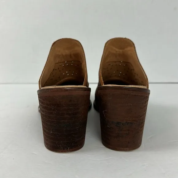 Sundance Veracruz Morrow Floral Lazer Cut Leather Heeled Mules Sz 40