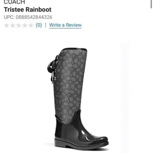 Sz 8 coach tristee lace up rain boots black signature snow boots