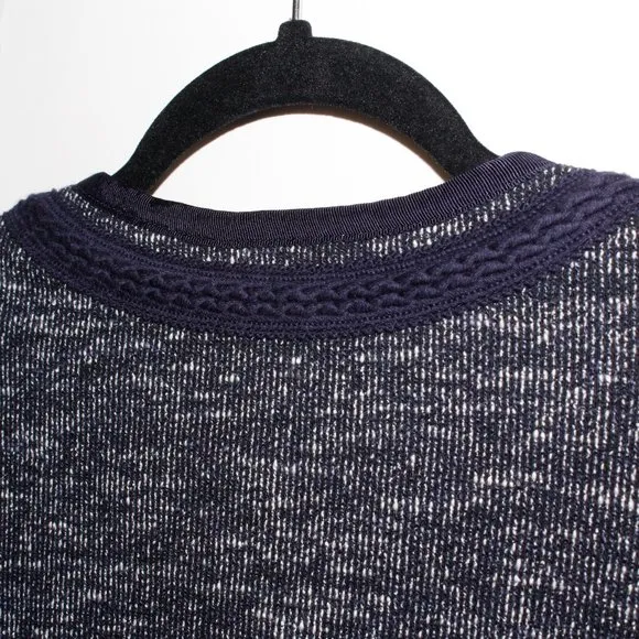 Talbots Navy and White Tweed Braided Trim Jacket