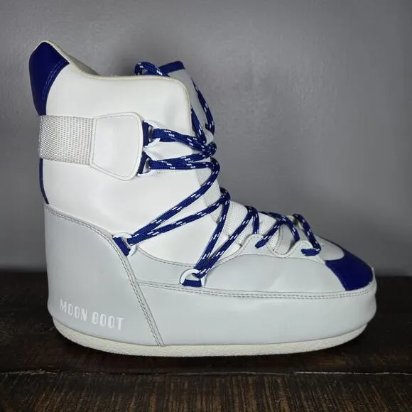 Tecnica Moon Boots Sneaker High Top Womens Size 9.5/10 White Blue Snow Boots