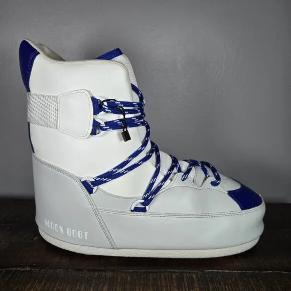 Tecnica Moon Boots Sneaker High Top Womens Size 9.5/10 White Blue Snow Boots