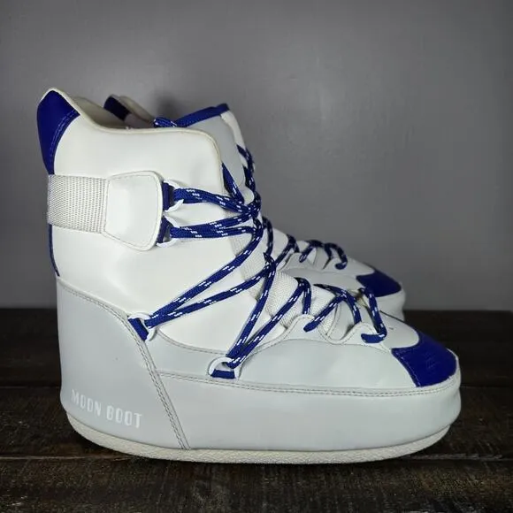 Tecnica Moon Boots Sneaker High Top Womens Size 9.5/10 White Blue Snow Boots