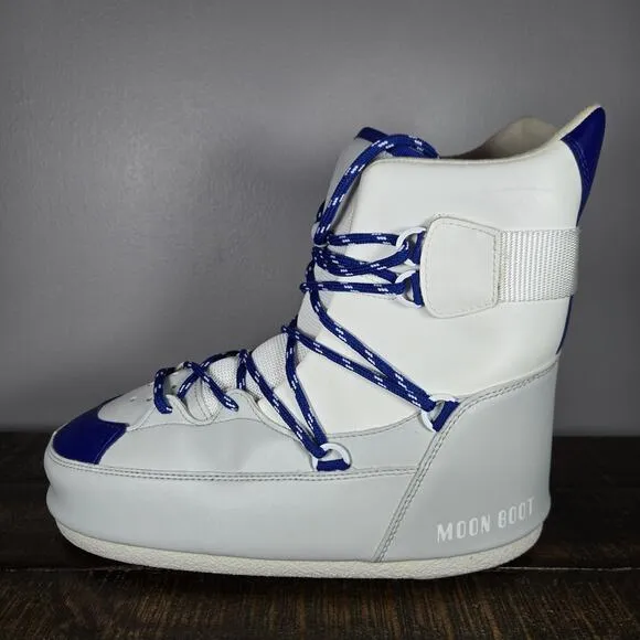 Tecnica Moon Boots Sneaker High Top Womens Size 9.5/10 White Blue Snow Boots