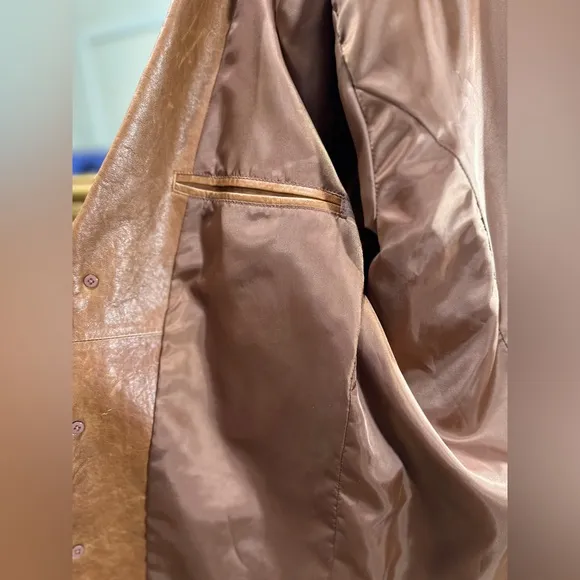 Territory Ahead Genuine Leather Blazer Jacket | Caramel Brown | Size 44R