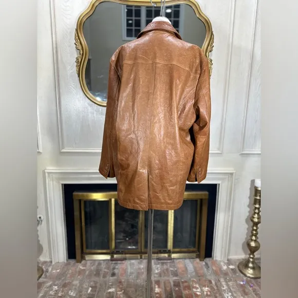 Territory Ahead Genuine Leather Blazer Jacket | Caramel Brown | Size 44R