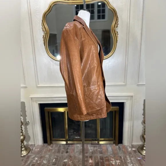 Territory Ahead Genuine Leather Blazer Jacket | Caramel Brown | Size 44R