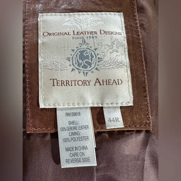 Territory Ahead Genuine Leather Blazer Jacket | Caramel Brown | Size 44R
