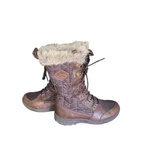 Teva Women's Size 5.5 Brown Waterproof Faux Fur Winter Rain Casual Leather Boots