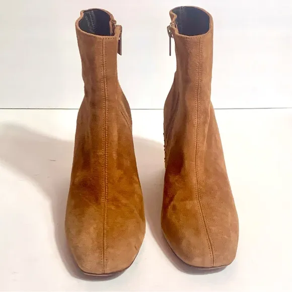 The Kooples Caramel Ankle Boots Suede Studded Bootie Leather Zip Designer 38 7