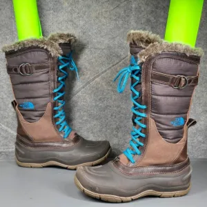 The North‎ Face Shellista Womens Snow Boot Size 6.5 Brown Faux Fur Lace Up