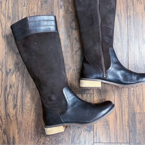 Timberland • Bethel Heights boot chocolate brown leather suede riding wide calf