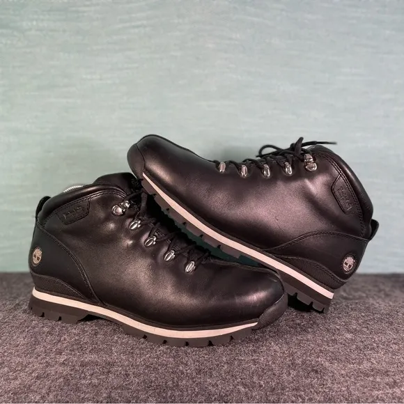 Timberland Black Leather Hiking Boots Waterproof‎ All-Weather Size 9.5M