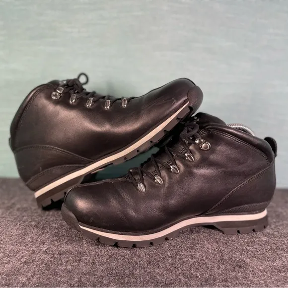 Timberland Black Leather Hiking Boots Waterproof‎ All-Weather Size 9.5M