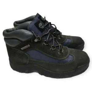 Timberland Boys Field Boot Blue Kids Work Boots Size 4.5 M Leather Ankle Boots
