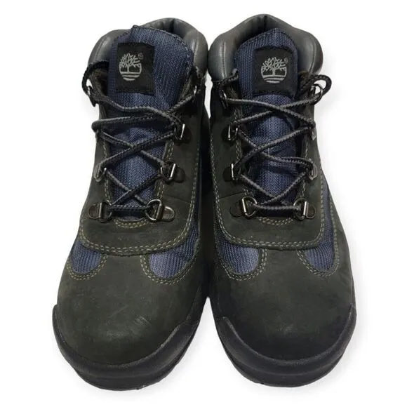 Timberland Boys Field Boot Blue Kids Work Boots Size 4.5 M Leather Ankle Boots