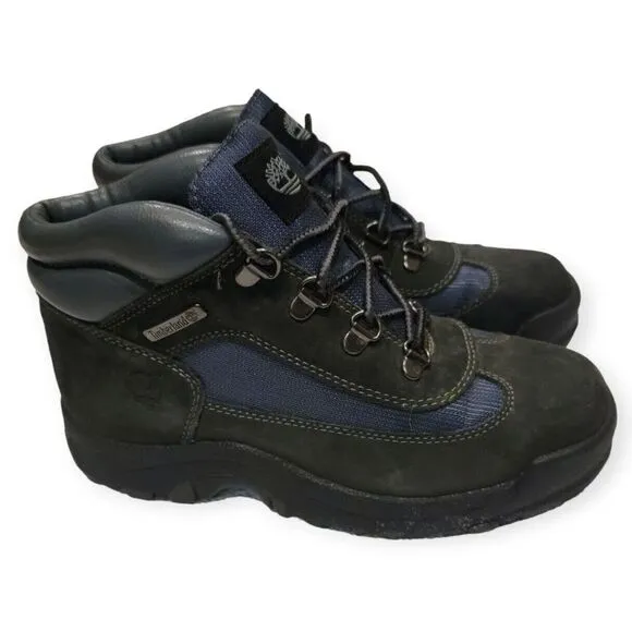 Timberland Boys Field Boot Blue Kids Work Boots Size 4.5 M Leather Ankle Boots