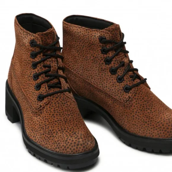 Timberland cheetah suede leather boots Kori Park lace up NEW in BOX polka dot