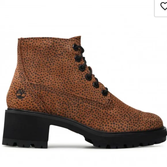 Timberland cheetah suede leather boots Kori Park lace up NEW in BOX polka dot