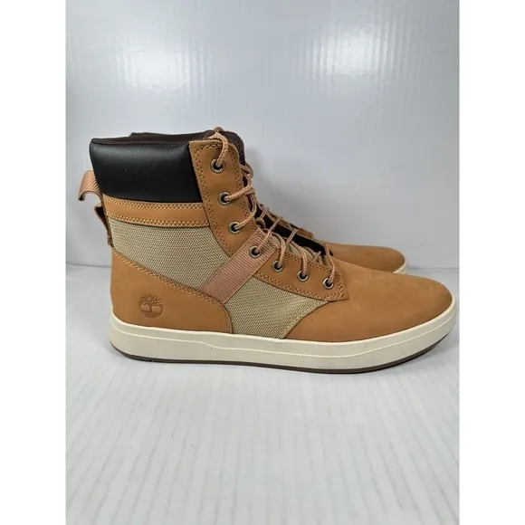 Timberland Davis Square Leather Fabric Boot Wheat Nubuck Size 12 TB 0A2HE2 231