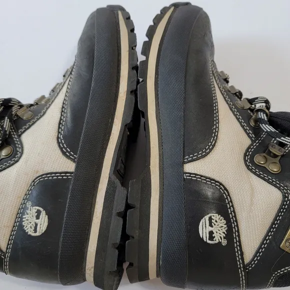 Timberland Mens Lace-Up Hiking Boots Sz 8.5M Black Gray Genuine Leather Outdoor