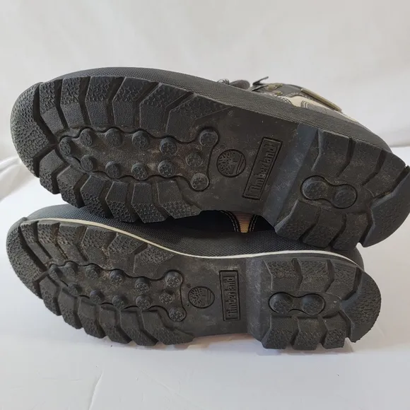 Timberland Mens Lace-Up Hiking Boots Sz 8.5M Black Gray Genuine Leather Outdoor