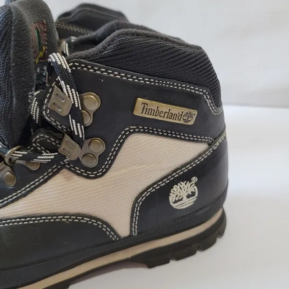 Timberland Mens Lace-Up Hiking Boots Sz 8.5M Black Gray Genuine Leather Outdoor