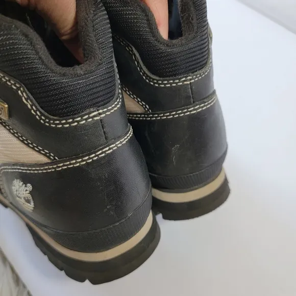 Timberland Mens Lace-Up Hiking Boots Sz 8.5M Black Gray Genuine Leather Outdoor