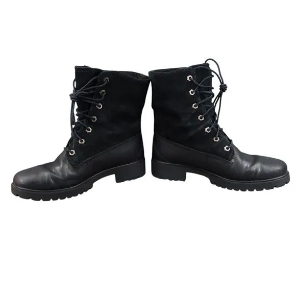 Timberland Shoes Womens 7 Boots Combat Fashion Jayne Teddy Fleece Foldover Black