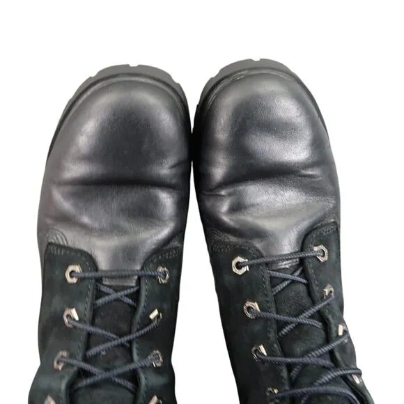 Timberland Shoes Womens 7 Boots Combat Fashion Jayne Teddy Fleece Foldover Black