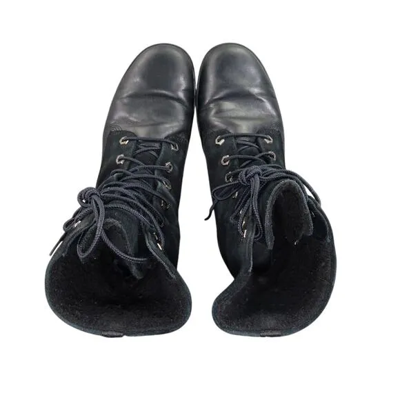 Timberland Shoes Womens 7 Boots Combat Fashion Jayne Teddy Fleece Foldover Black