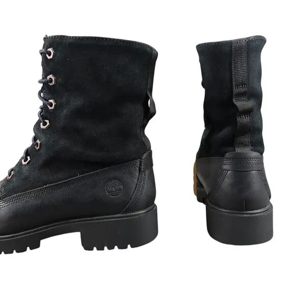 Timberland Shoes Womens 7 Boots Combat Fashion Jayne Teddy Fleece Foldover Black
