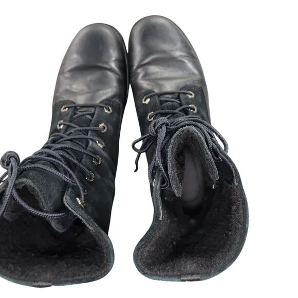 Timberland Shoes Womens 7 Boots Combat Fashion Jayne Teddy Fleece Foldover Black