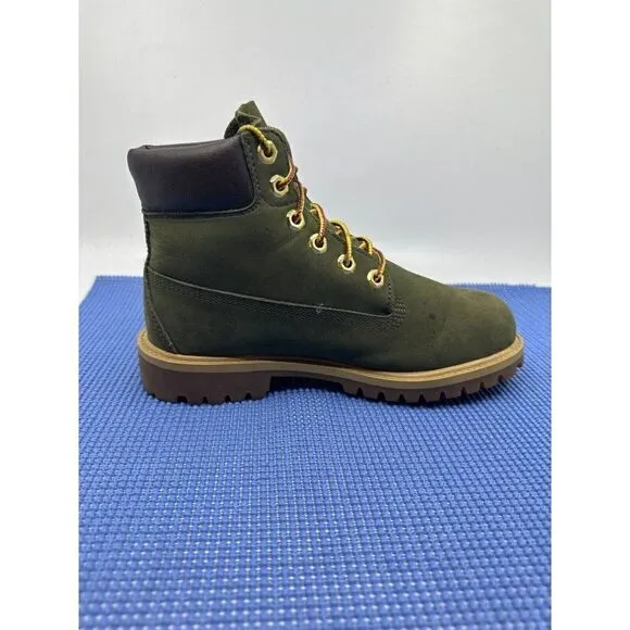 Timberland Waterproof Kids Boys Size 4.5 Olive Green Suede Ankle Boots Primaloft