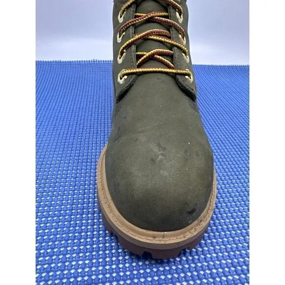 Timberland Waterproof Kids Boys Size 4.5 Olive Green Suede Ankle Boots Primaloft