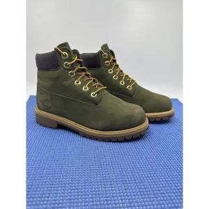 Timberland Waterproof Kids Boys Size 4.5 Olive Green Suede Ankle Boots Primaloft
