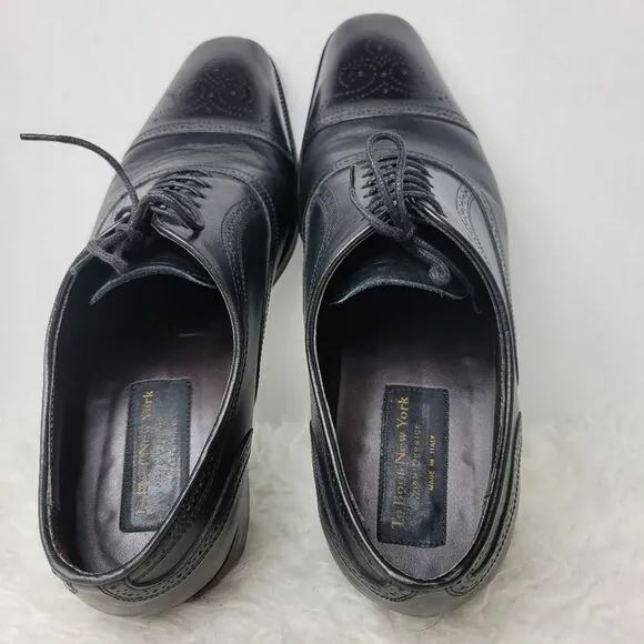 To Boot New York  Mens Shoes Size 10.5 Medallion Cap Toe Black Leather Oxford